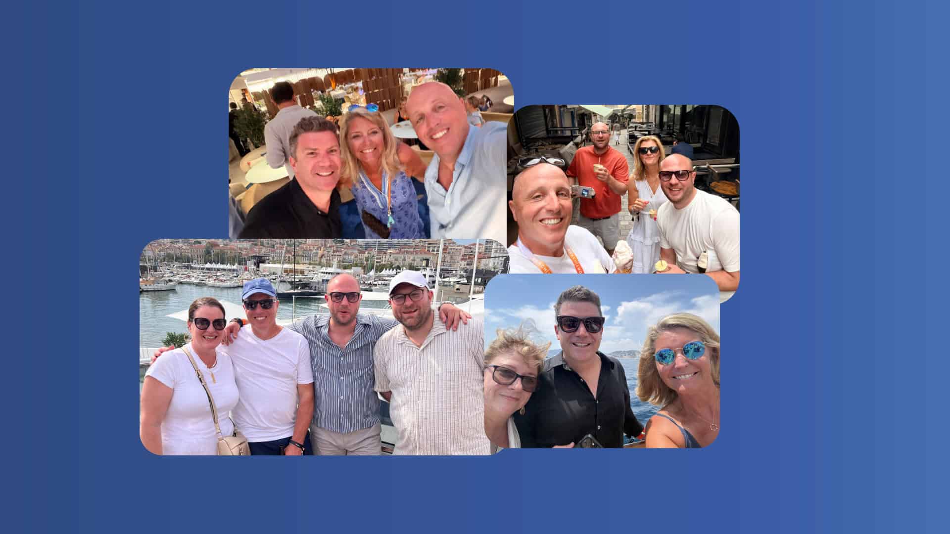 Group of professionals enjoying Cannes Lions 2026 event outdoors.