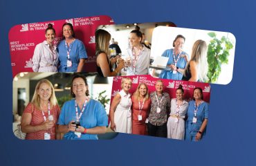 Group of travel industry professionals at Active International event.